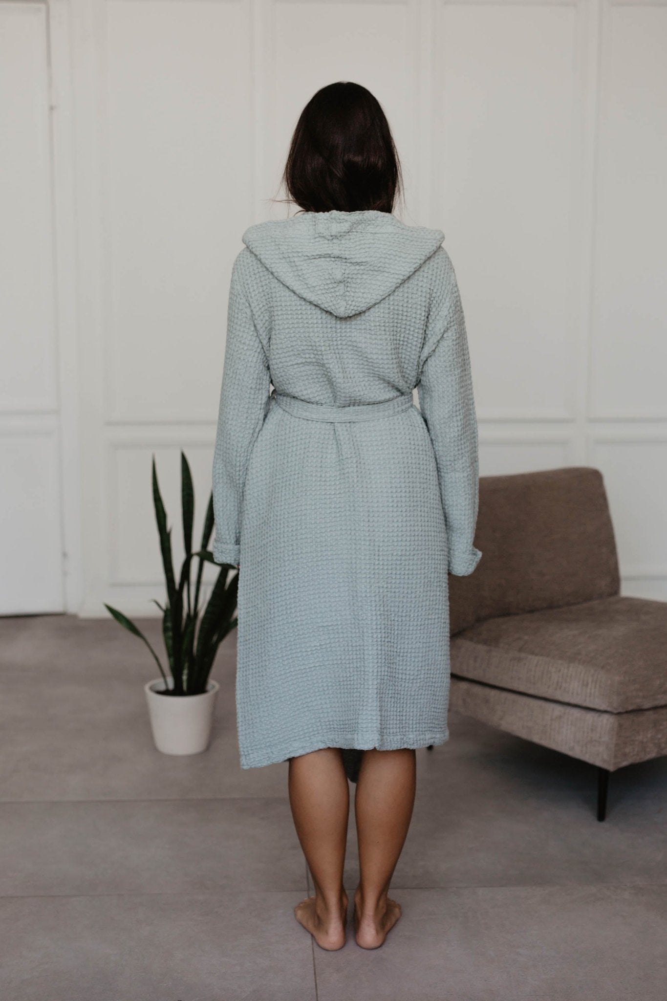 Waffle linen bathrobe Snuggle - Her Linen