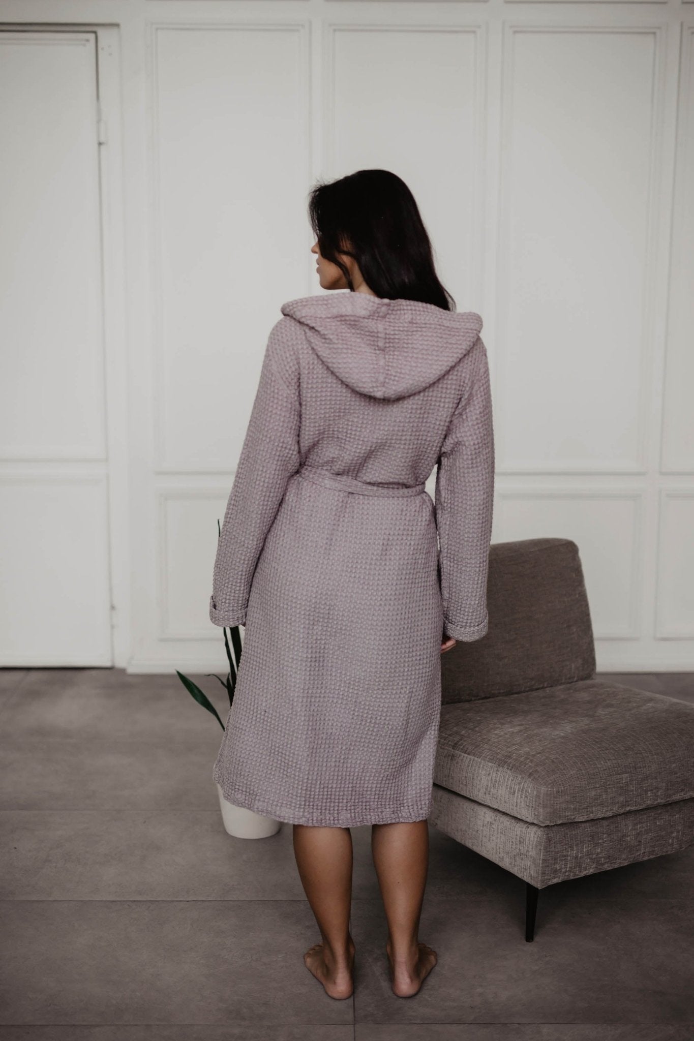 Waffle linen bathrobe Snuggle - Her Linen