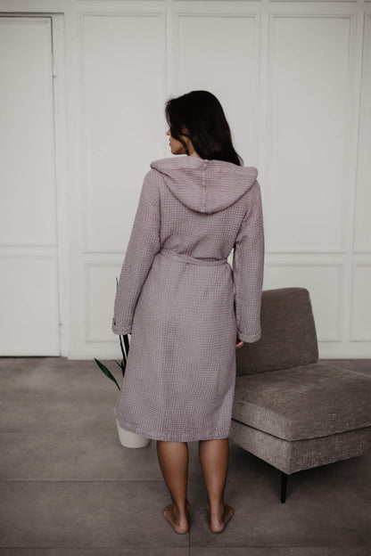 Waffle linen bathrobe Snuggle - Her Linen